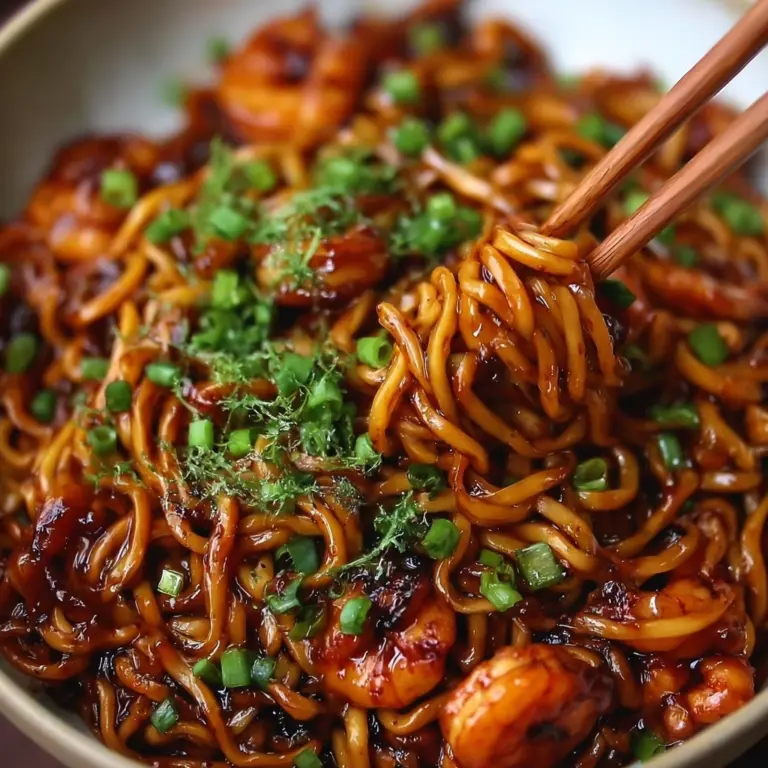 Sticky Garlic Chicken Noodles Recipe