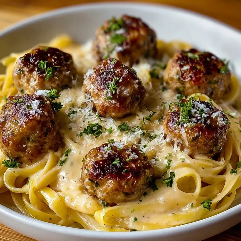 Garlic Butter Meatballs : Creamy Linguine Delight Recipe