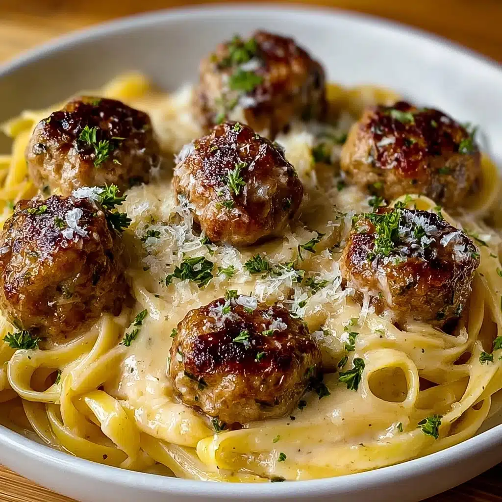 Garlic Butter Meatballs : Creamy Linguine Delight Recipe - Recipe Image
