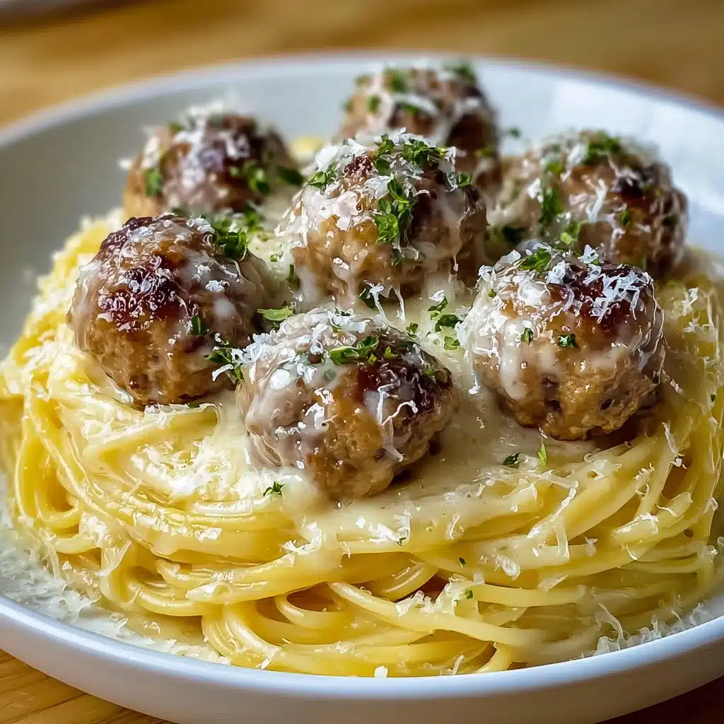 Garlic Butter Meatballs : Creamy Linguine Delight Recipe - Recipe Image