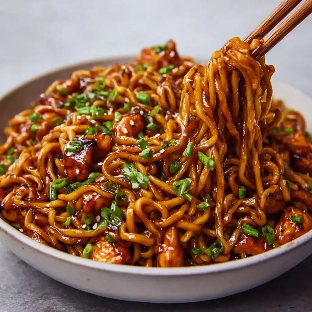 Sticky Garlic Chicken Noodles Recipe - Recipe Image