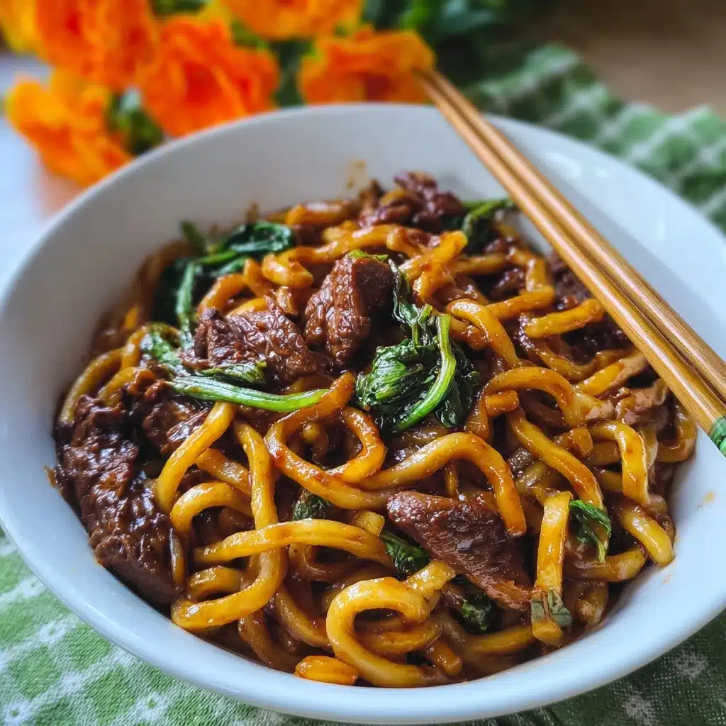 Simple Black Pepper Beef Udon Recipe - Recipe Image