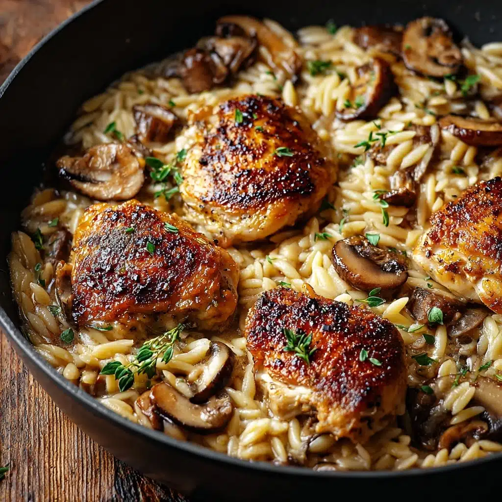 One Pot Chicken and Mushroom Orzo Recipe - Recipe Image