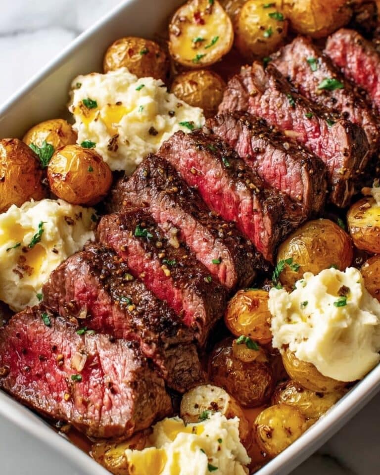 Garlic Butter Steak & Cheddar Potato Bake Recipe