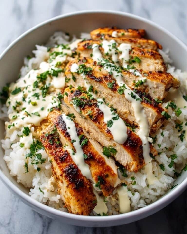 Easy Chicken & Rice Bowls with Creamy Garlic Sauce Recipe