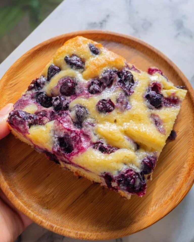 Blueberry Focaccia Bread with Cream Cheese Frosting and Blueberry Reduction Recipe