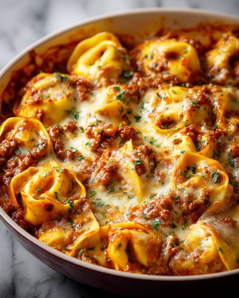 Creamy Cheese Tortellini with Meat Sauce Recipe