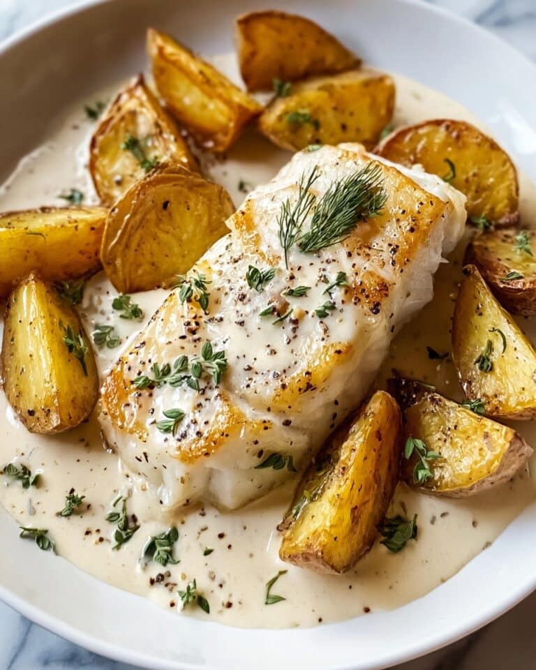 Baked Cod with Lemon and Garlic in Rosemary Cream Sauce Recipe
