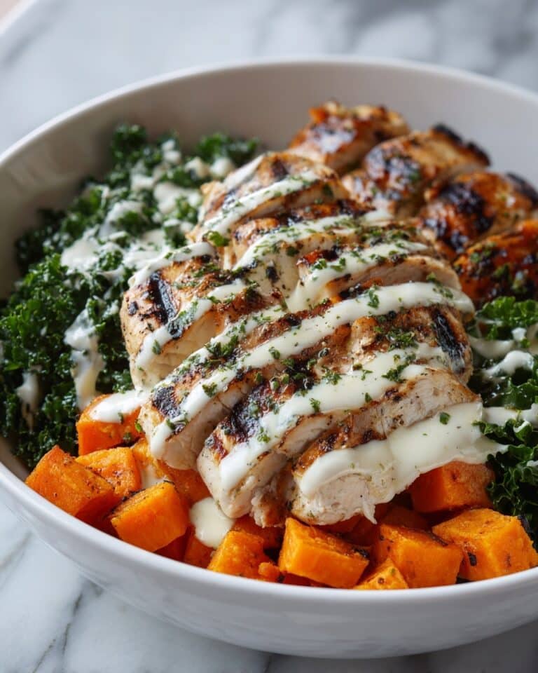 Chicken Sweet Potato Bowl with Creamy Greek Yogurt Sauce Recipe