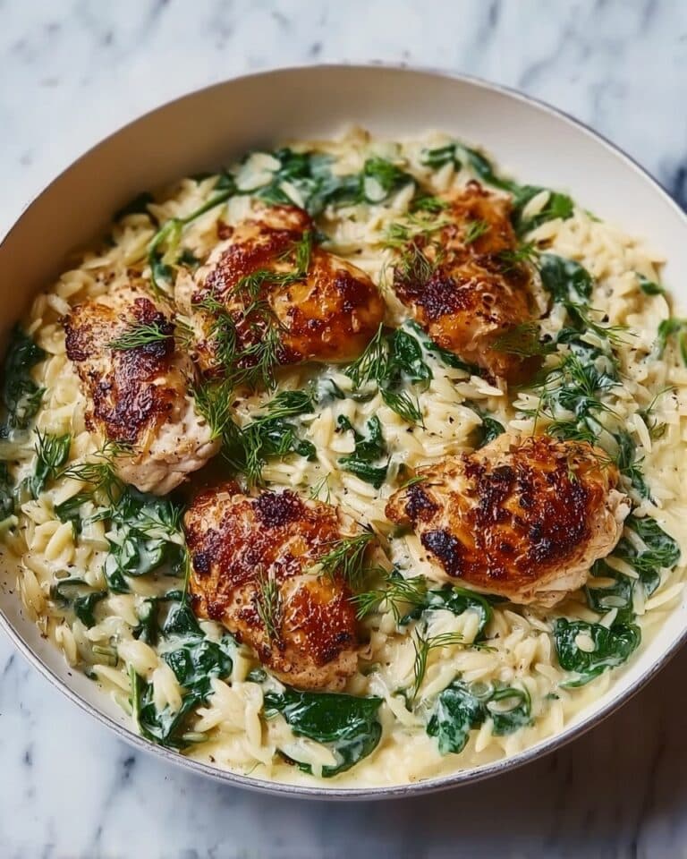 Creamy Boursin Orzo with Chicken and Spinach Recipe
