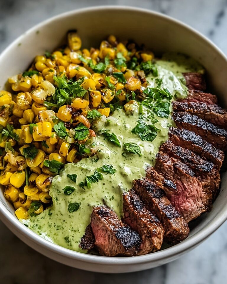 Steak, Avocado, and Roasted Corn Bowl with Cilantro Cream Sauce Recipe